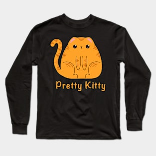 Pretty Kitty - cute orange cat, kawaii cat, cute kitten, kawaii kitten, Long Sleeve T-Shirt